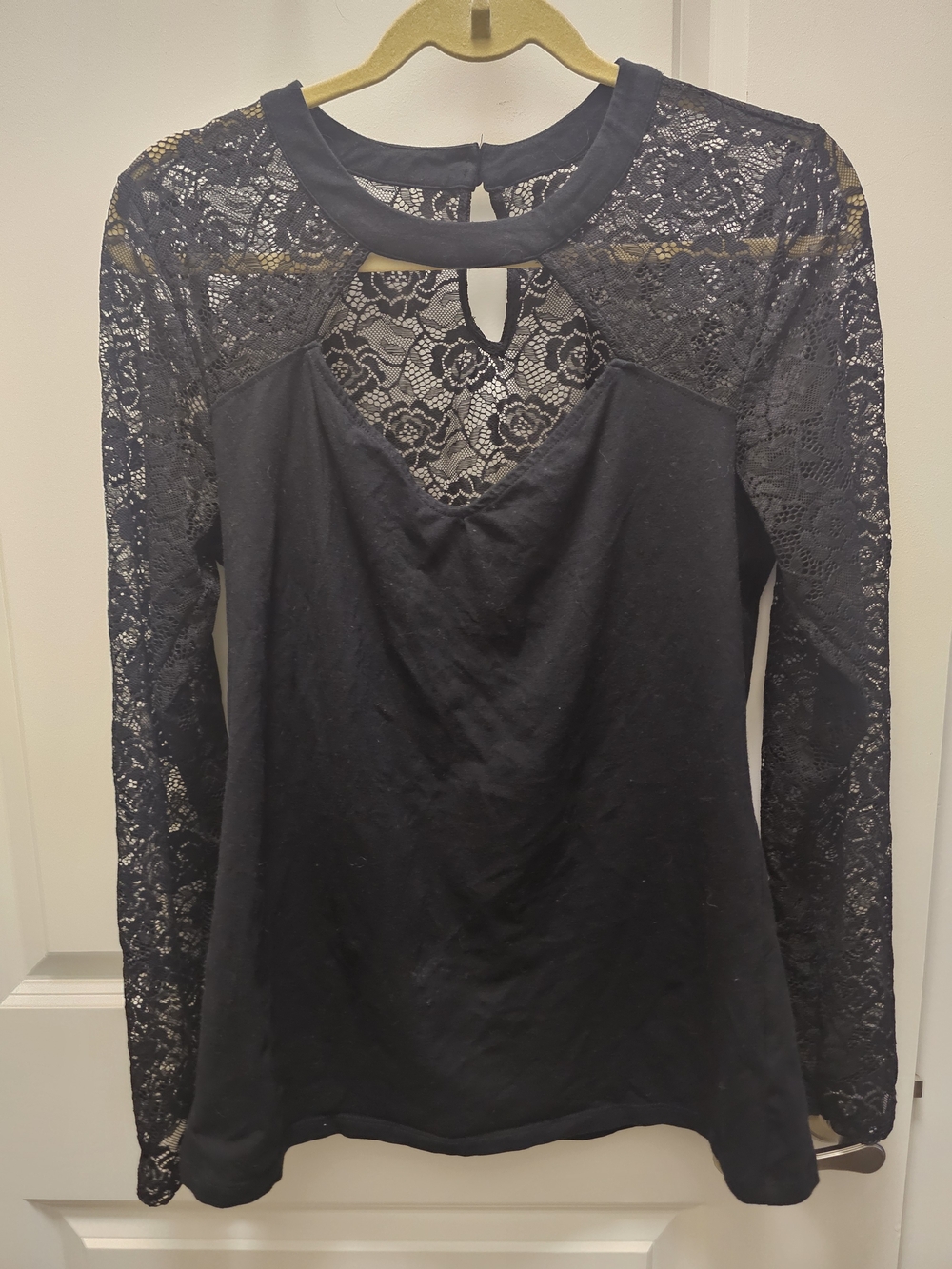 torrid Black Lace-Inset Long Sleeve Top
